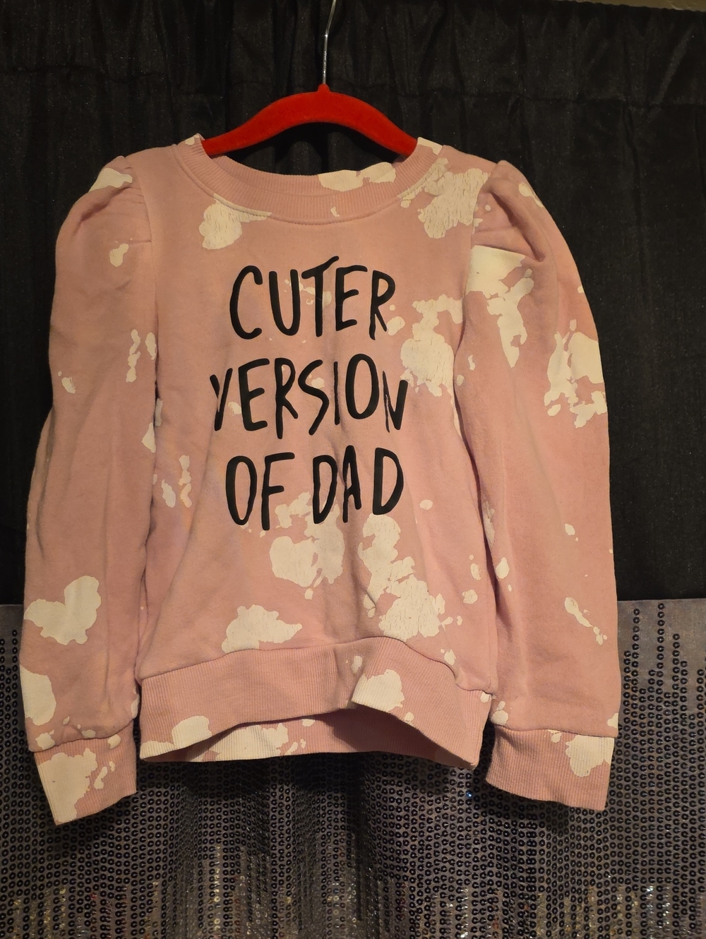 Kids Pink Tie-Dye Sweatshirt with "Cuter Version of Dad" Graphic